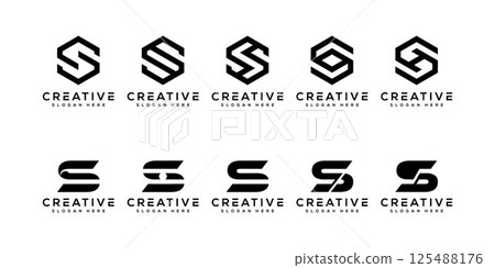 set of Initial letter S hexagon Logo design vector set of Initial letter S hexagon Logo design vector 125488176