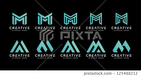 set of initials letter M abstract logo vector design set of initials letter M abstract logo vector design 125488212