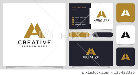initials letter A logo vector design and business card 125488356