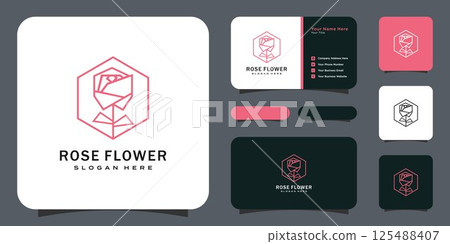 rose flower logo vector design and business card rose flower logo vector design and business card 125488407
