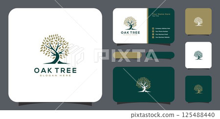 black oak tree logo and roots design 125488440