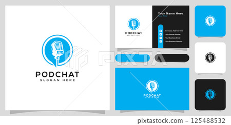 podcast chat logo vector design and business card 125488532