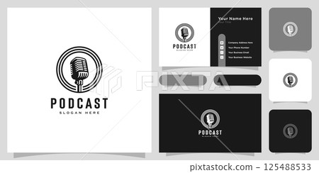 Retro podcast usable logo template 125488533