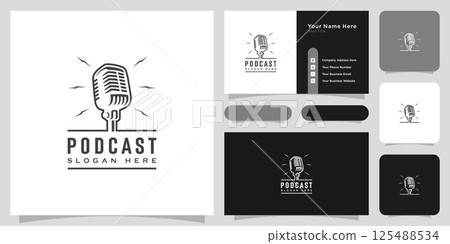 Retro podcast usable logo template 125488534