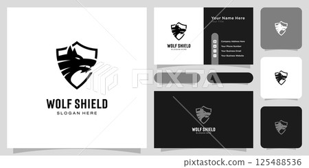 wolf head and shield logo vector design wolf head and shield logo vector design 125488536
