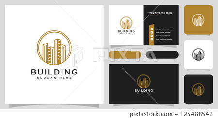 building real estate logo vector design and business card building real estate logo vector design and business card 125488542
