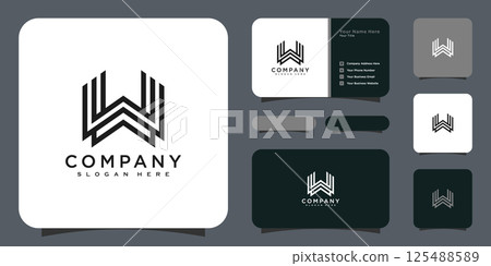 initials letter w logo vector design line style 125488589