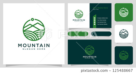 mountain logo vector design line style and business card mountain logo vector design line style and business card 125488667