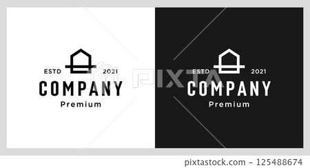 build house logo with line art style. home build abstract for logo and business card design 125488674