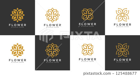 set of flower logo vector design template set of flower logo vector design template 125488677