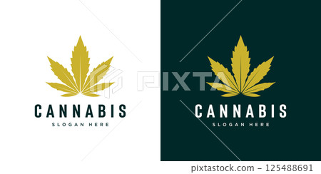 Cannabis marijuana leaf logo vector 125488691