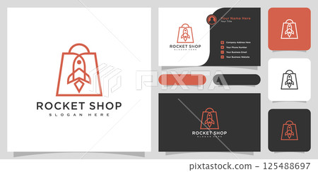 rocket shop logo design vector and business card 125488697