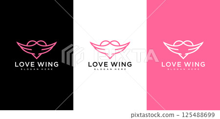 love wing logo vector design line style 125488699