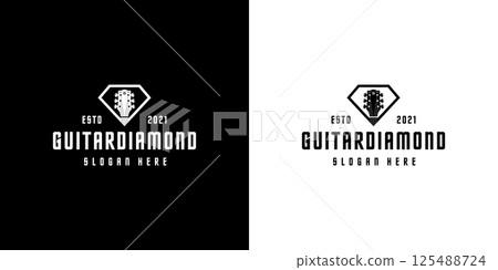 guitar diamond logo vector design black and white background guitar diamond logo vector design black and white background 125488724