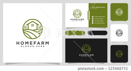 house farm logo vector design line style and business card house farm logo vector design line style and business card 125488731