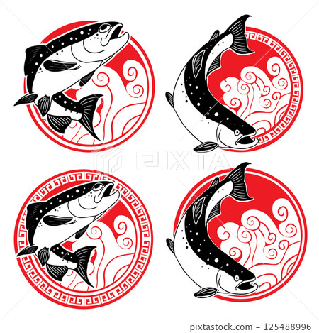 The Salmon fish Logo for sport or food concept. 125488996