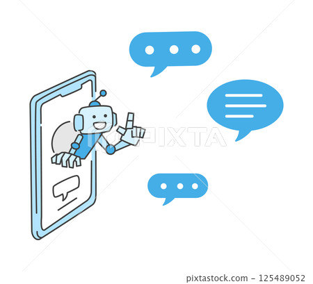 Vector illustration of a robot talking from a smartphone 125489052