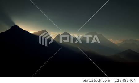 黎明前的黑暗山景 125489404