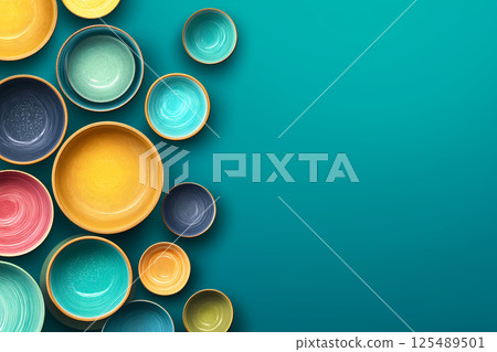Stylish cafe style ceramic bowl abstract background 125489501