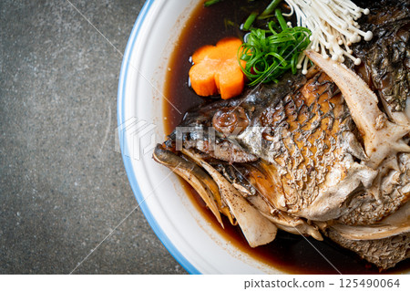 Boiled Fish Head with Soy Sauce 125490064