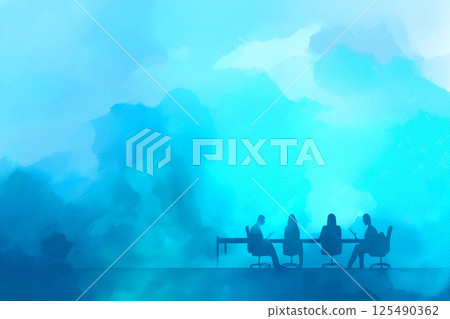 現代辦公室商務團隊會議的剪影摘要背景 125490362