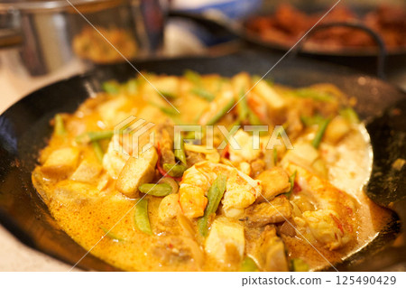 Home cooked food for gathering of family and friends 125490429