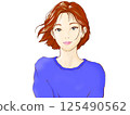Smiling woman in blue clothes 125490562