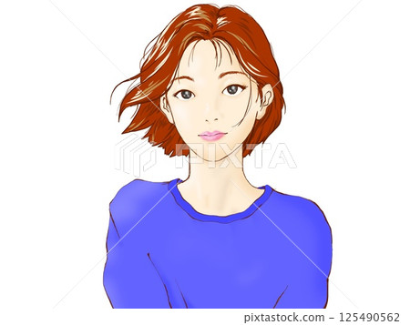 穿著藍色衣服的微笑女人 穿著藍色衣服的微笑女人 125490562