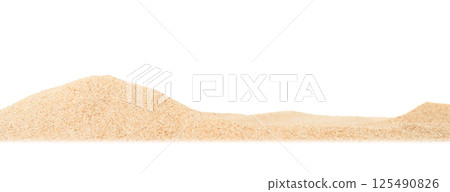 Sand Beach Isolated White Background Texture Summer Desert Zen Garden Coast Ocean for Vacation, Hot Summer Tropical Scene Chill Nature, Summer Time Yoga Holiday Dune Pile Dry Brown Heap Particle. Sand Beach Isolated White Background Texture Summer Desert Zen Garden Coast Ocean for Vacation, Hot Summer Tropical Scene Chill Nature, Summer Time Yoga Holiday Dune Pile Dry Brown Heap Particle. 125490826