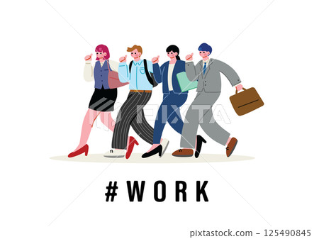 穿著西裝工作的年輕男女 125490845