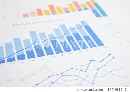 Chart graph paper. Finance, account, statistic, investment data economy, stock exchange business. 125491242