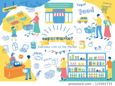 People shopping at the supermarket 125491735