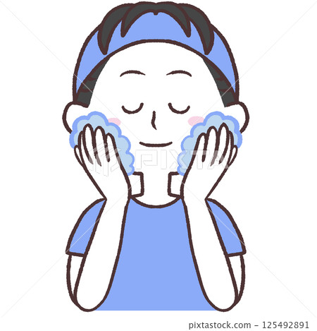 Washing face male illustration Washing face male illustration 125492891