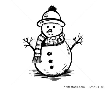snowman, christmas, cartoon 125493188