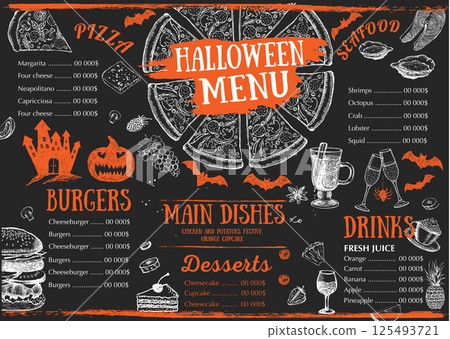 halloween, menu, vector 125493721
