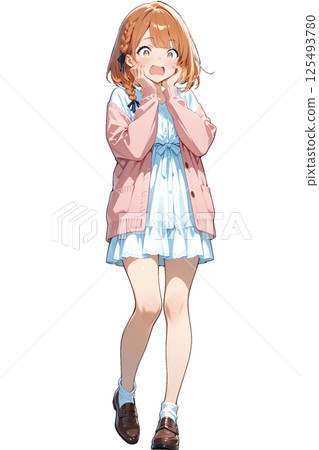 女孩用驚訝的表情把手放在臉頰上 125493780