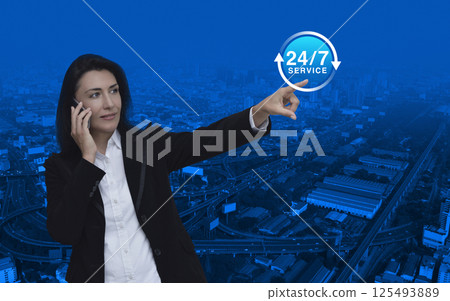 Business full time online service concept Business full time online service concept 125493889