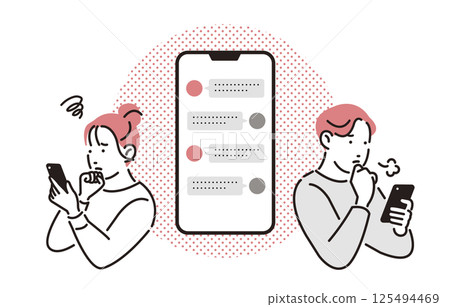 一對夫婦因聊天應用程式爭吵 一對夫婦因聊天應用程式爭吵 125494469