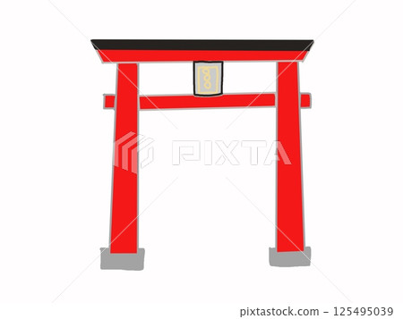 紅色牌坊的插圖 125495039