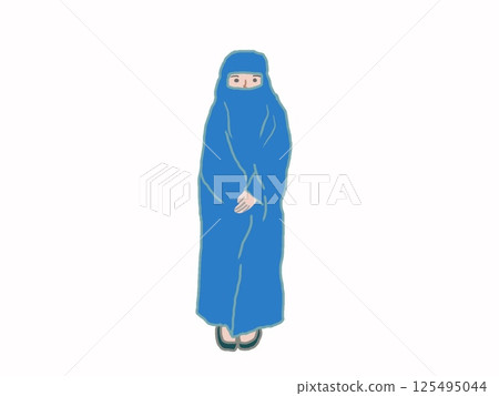身穿罩袍的穆斯林婦女的插圖 125495044