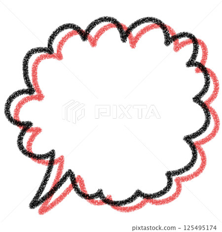 手繪蠟筆風格可愛雲朵對話泡泡框（紅色/黑色） 125495174