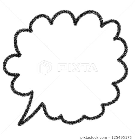 Hand-drawn crayon-style cute cloud-shaped speech bubble frame (white and black) 125495175