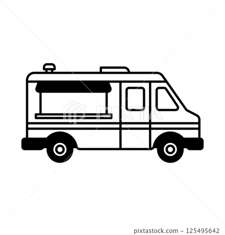 Food truck icon on a white background. Mobile food service vehicle. 125495642