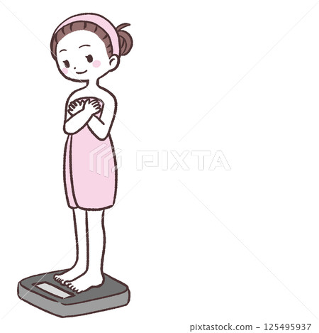 Illustration of a woman on a weight scale 125495937