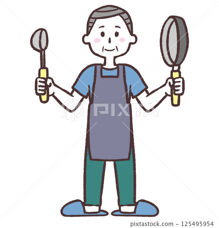 Cooking style senior man illustration Cooking style senior man illustration 125495954