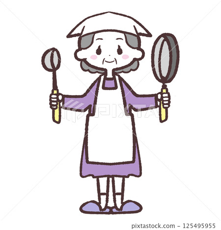Cooking style senior woman illustration 125495955