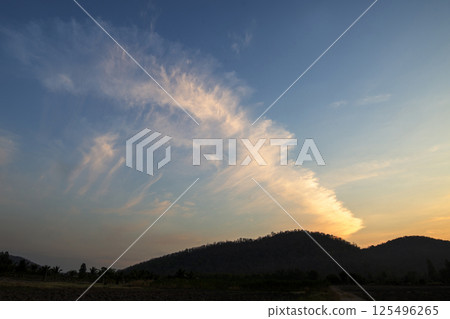 Beauty of clouds dispersed by the wind in the early morning. Beauty of clouds dispersed by the wind in the early morning. 125496265