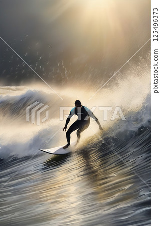 Young people enjoying the ocean sport of surfing 125496373