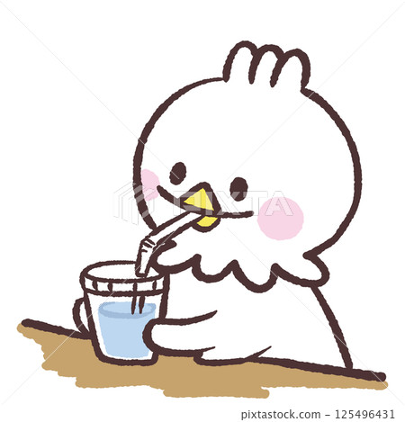 Illustration of a white bird hydrating 125496431