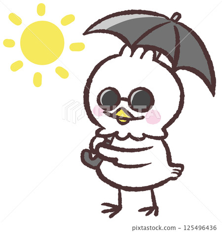 一隻拿著陽傘的白鳥的插圖 一隻拿著陽傘的白鳥的插圖 125496436